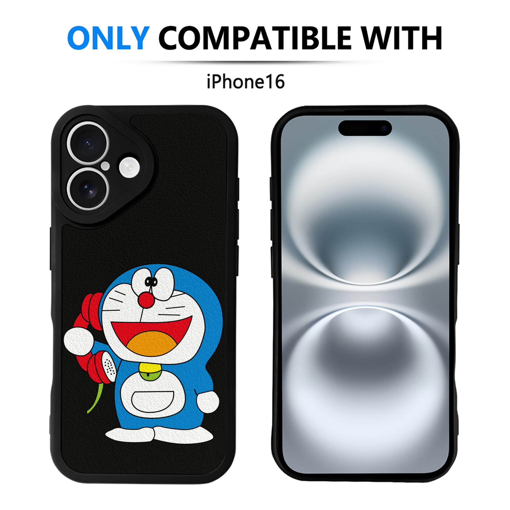 （画像用） ドラえもん Doraemon 【iPhone 16シリーズ対応】シリコンスマホケース（レザー調） 材質：シリコン